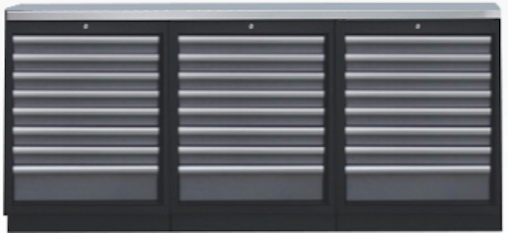 WORKSHOP 4PC 24 DRAWERS WITH STAINLESS STEEL TOP