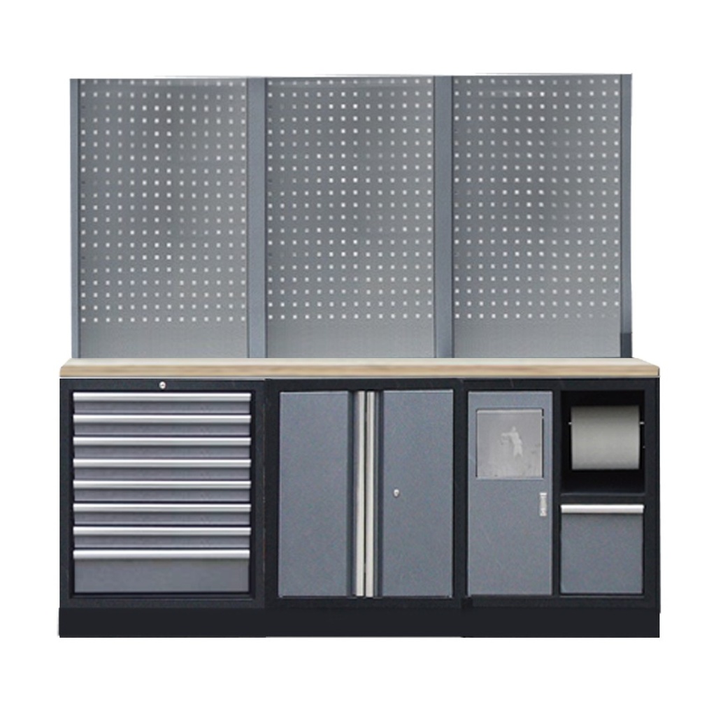 PROFESSIONAL GARAGE SERIES W/3 BACKING PANEL WITH WOODEN TOP
