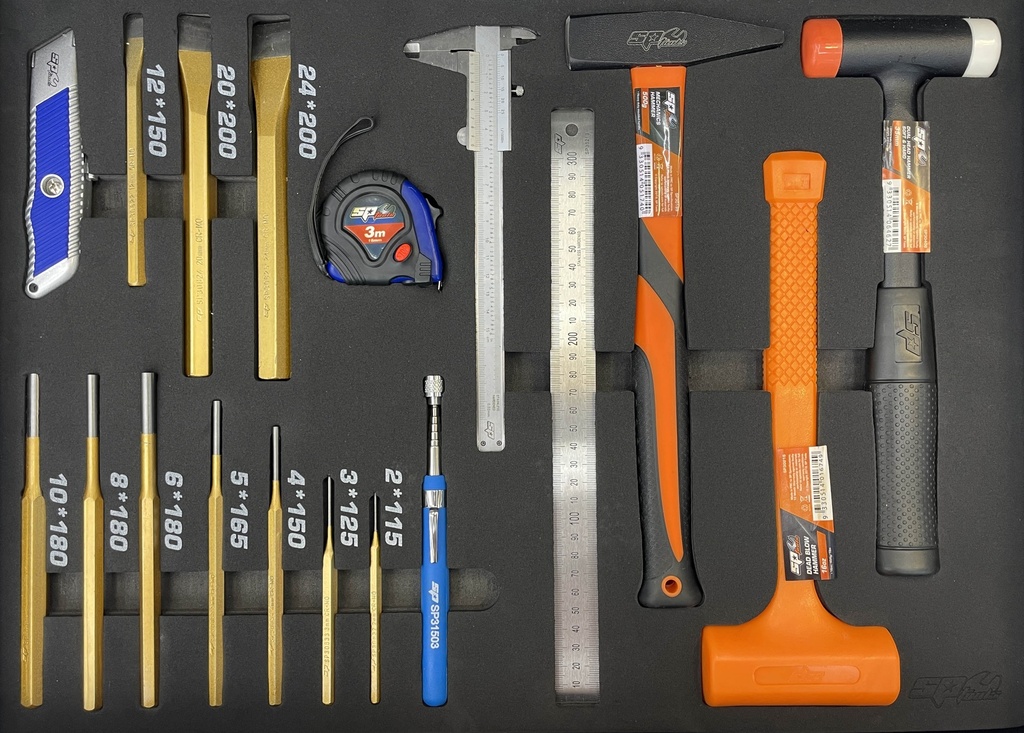 EVA FOAM INLAY PUNCH-CHISEL SET AND HAMMERS 19 PCS