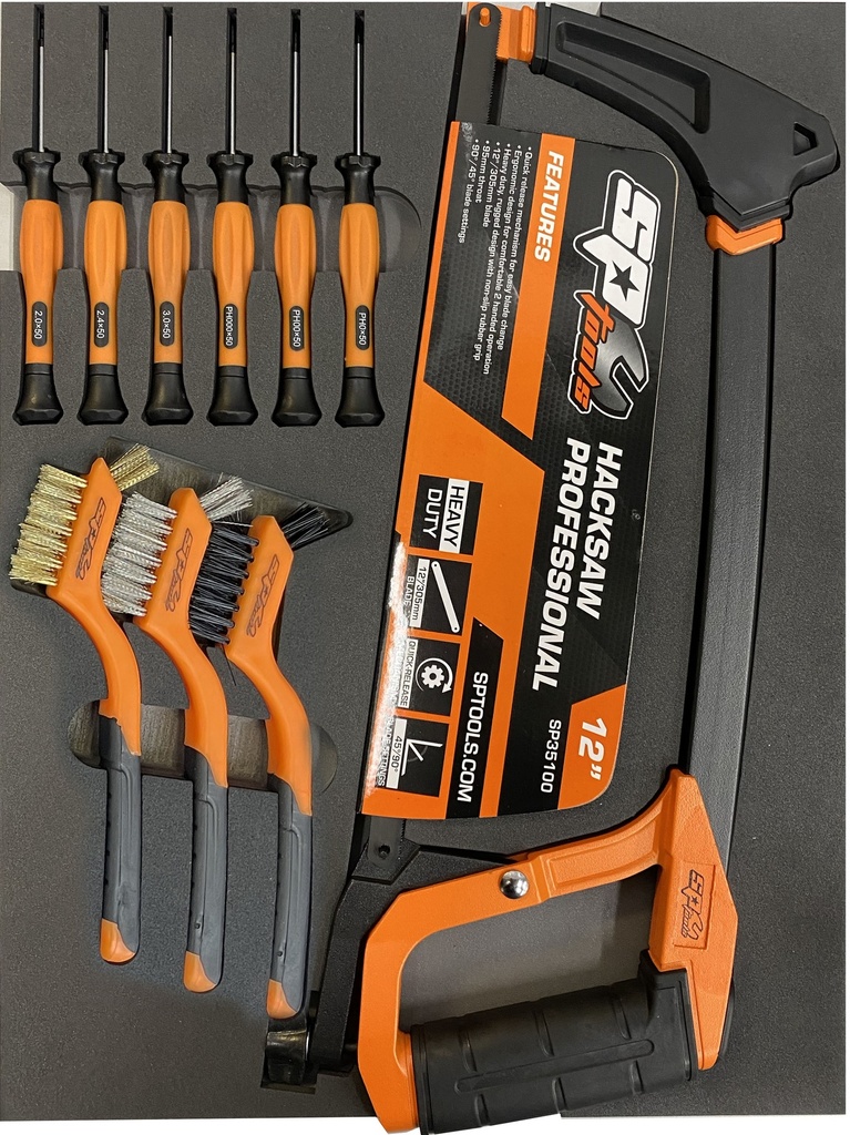 EVA FOAM INLAY MINI HACKSAW, SCREWDRIVERS, BRUSH SET
