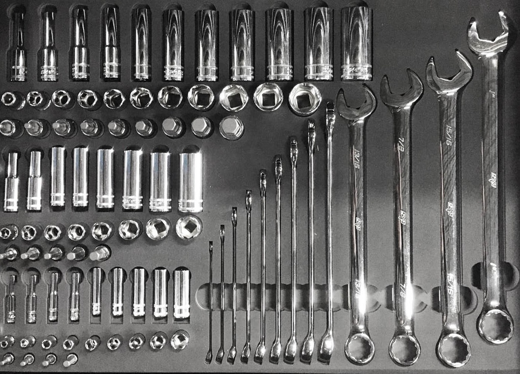 EVA FOAM INLAY SAE SOCKETS & SPANNERS(INCH) 88PCS