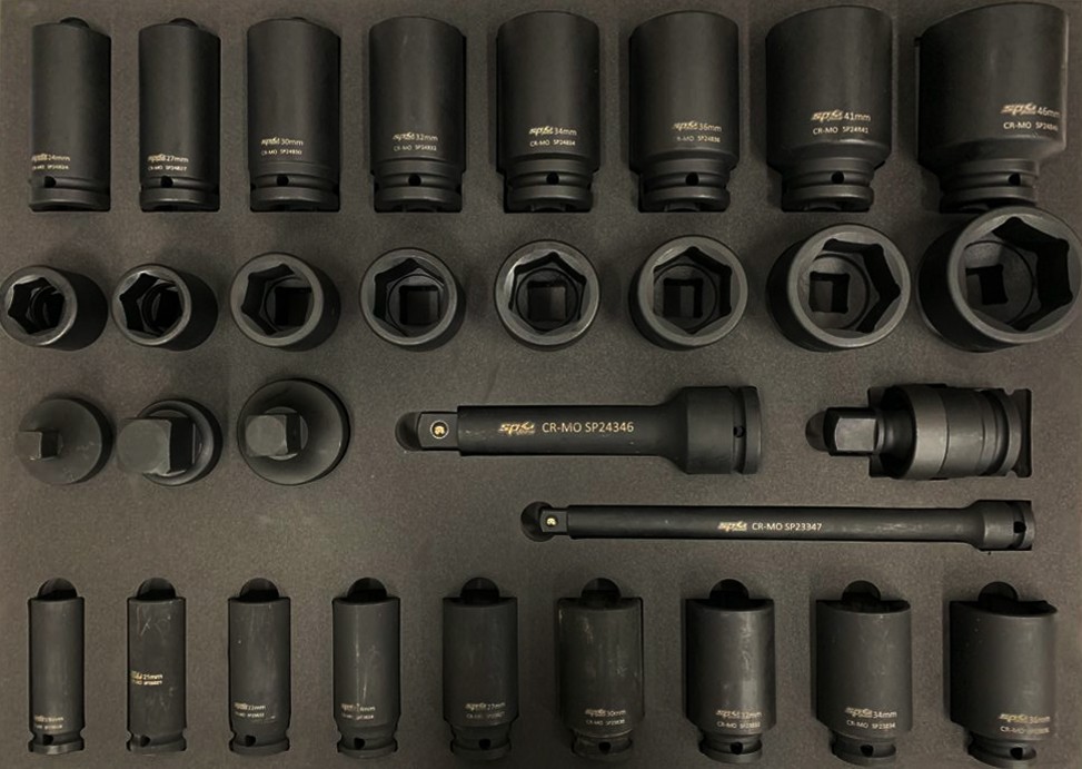 EVA FOAM INLAY IMPACT SOCKETS 1/2"& 3/4" SOCKETS 31PCS