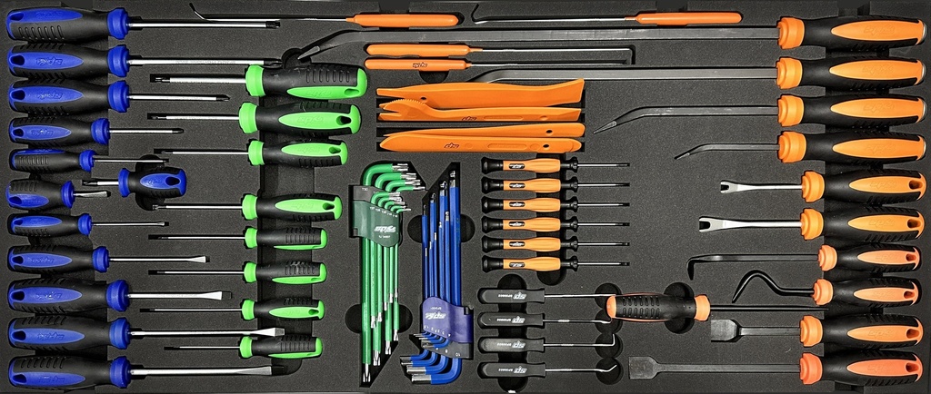 EVA FOAM INLAY L SCREWDRIVERS, CROW FOOT SET, HOOKS, ETC. 60PCS 