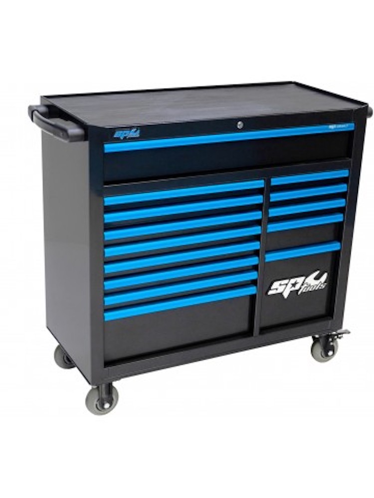 464 PC TOOLKIT IN CUSTOM SERIES ROLLER CAB 14 DRAWERS BLACK/ BLUE