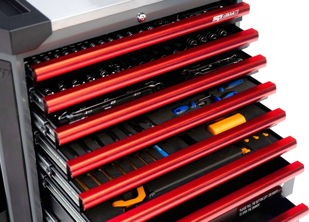 TOOLKIT 339 PC IN TECH SERIES ROLLERCABINET 9 DRAWERS BLACK/RED