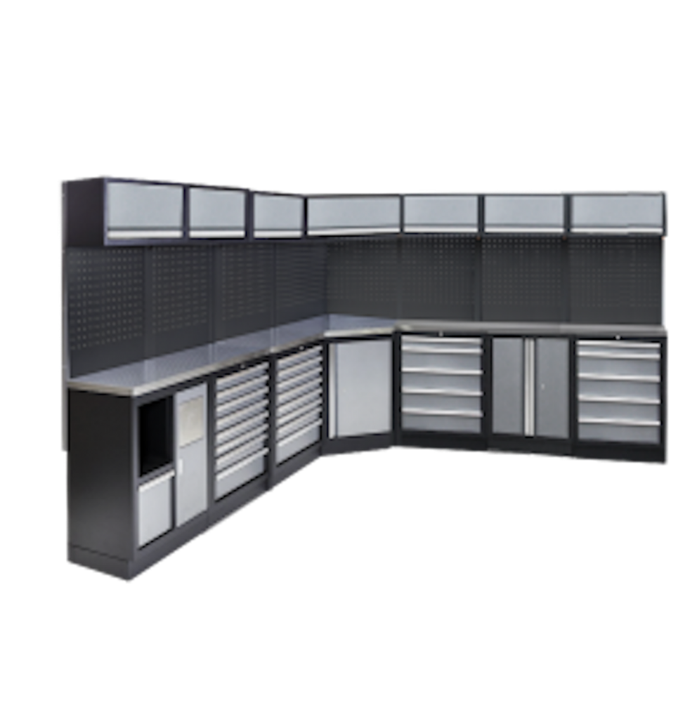 EXTENDED CORNER UNIT WORKSHOP SERIES WITH STAINLESS STEEL WORKTOP