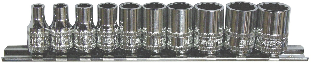 SOCKET RAIL 1/4DR 12PT 10PC METRIC