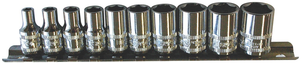 SOCKET RAIL 1/4DR 6PT 10PC METRIC