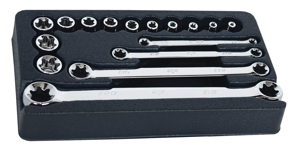 SOCKET & SPANNER SET 3/8DR 16PC E TORX