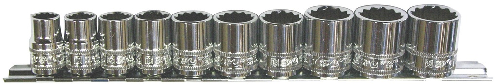 SOCKET RAIL 3/8DR 12PT 10PC METRIC