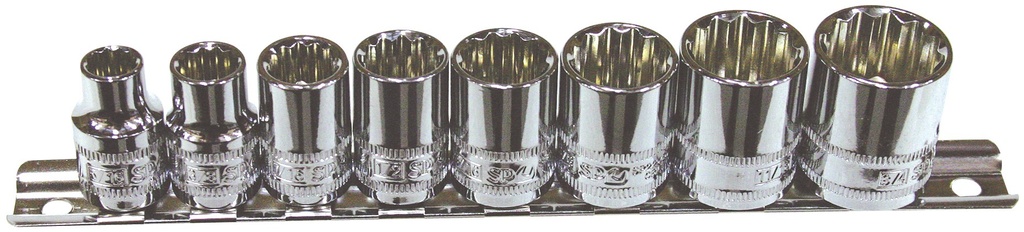 SOCKET RAIL 3/8DR 12PT 8PC SAE