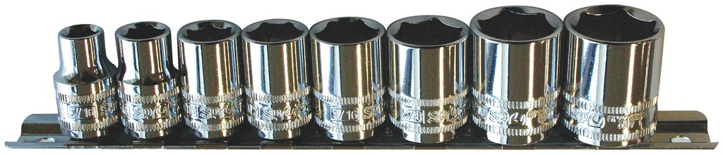 SOCKET RAIL 3/8DR 6PT 8PC SAE