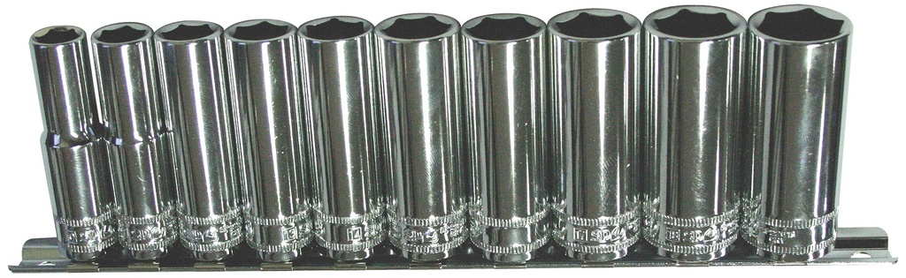 SOCKET RAIL 3/8DR DEEP 6PT 10PC METRIC