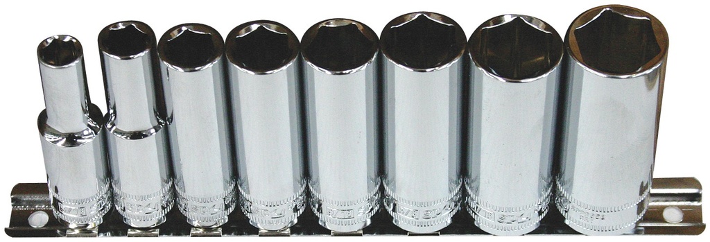 SOCKET RAIL 3/8DR DEEP 6PT 8PC SAE