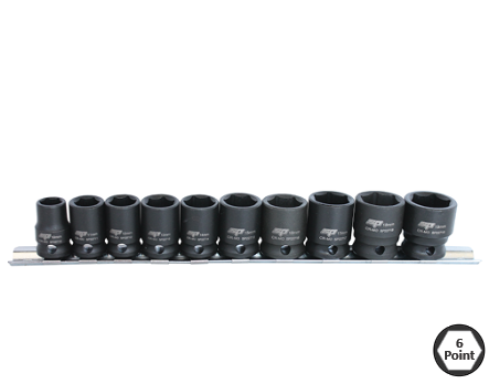 SOCKET RAIL IMPACT 3/8DR 6PT METRIC 10PC