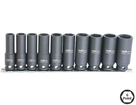 SOCKET RAIL IMPACT 3/8DR DEEP 6PT 10PC METRIC