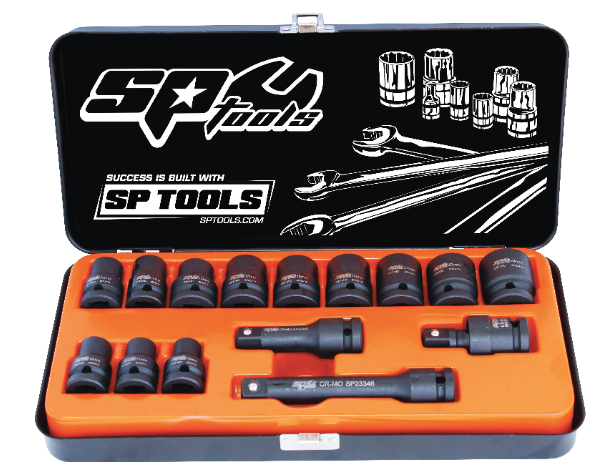 SOCKET SET IMPACT 1/2DR 6PT 15PC METRIC