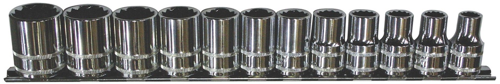 SOCKET RAIL 1/2DR 12PT 12PC METRIC