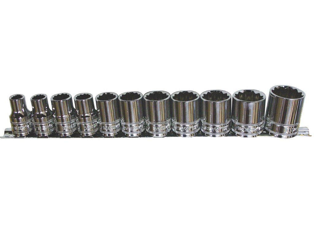 SOCKET RAIL 1/2DR 12PT 11PC SAE