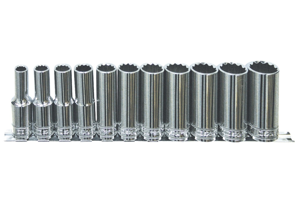 SOCKET RAIL 1/2DR DEEP 12PT 11PC SAE