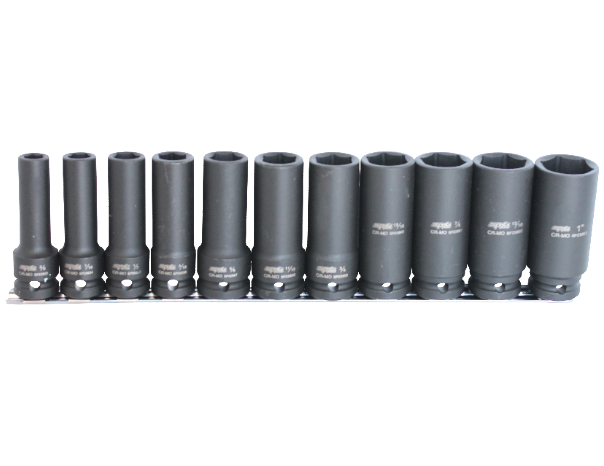SOCKET RAIL IMPACT 1/2DR DEEP 6PT 11PC METRIC