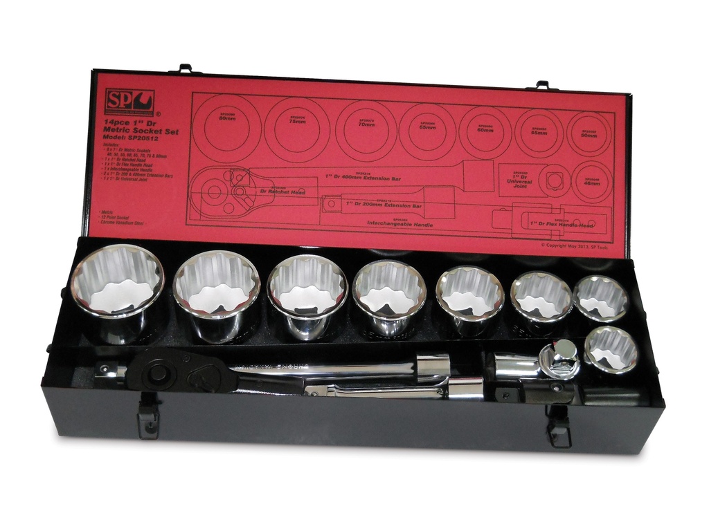SOCKET SET  14PC 1"DR 12PT