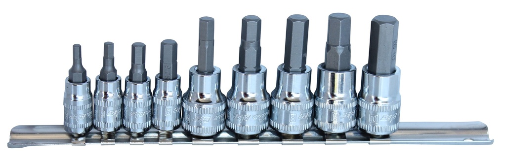 SOCKET RAIL 1/4" & 3/8"DR 9PC INHEX METRIC