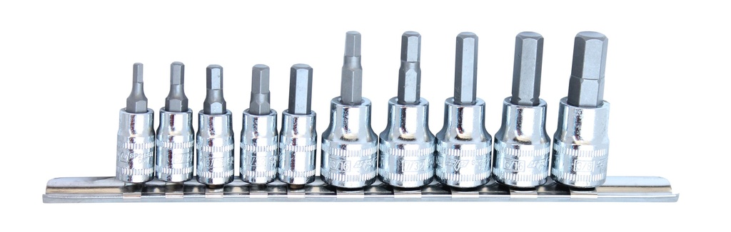 SOCKET RAIL 1/4" & 3/8"DR 10PC INHEX SAE