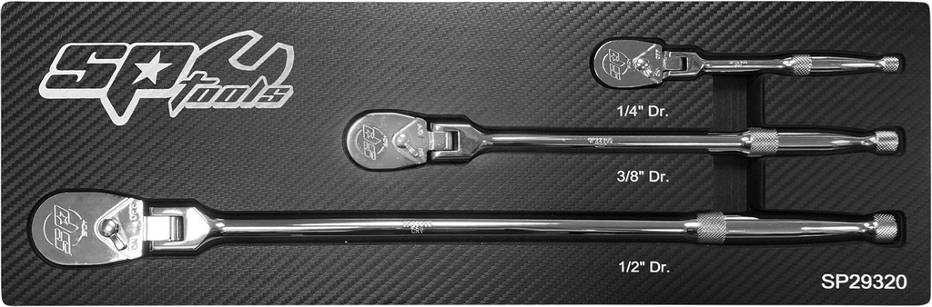 3PC FLEXIBLE RATCHET SET 1/4,3/8,1/2" 90T SEALED HEAD