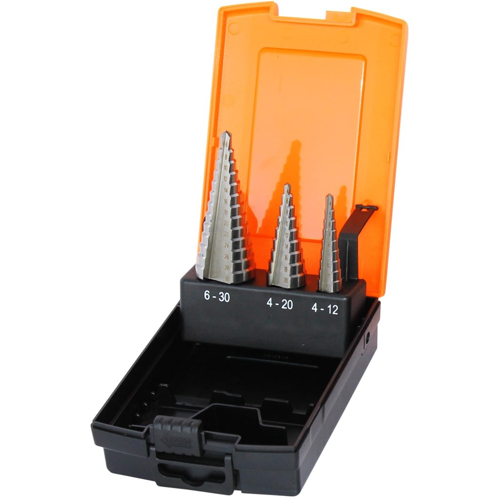 STEP DRILL SET 3PCE METRIC M2 4 TO 12MM