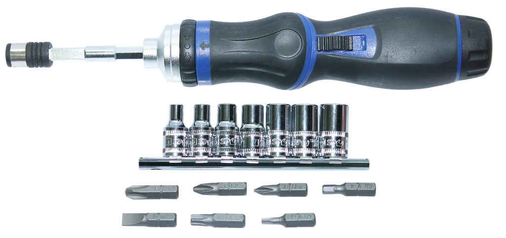 1/4" BIT & SOCKET SET & 2-IN-1 ROTATABLE RATCHET DRIVER-16PCS