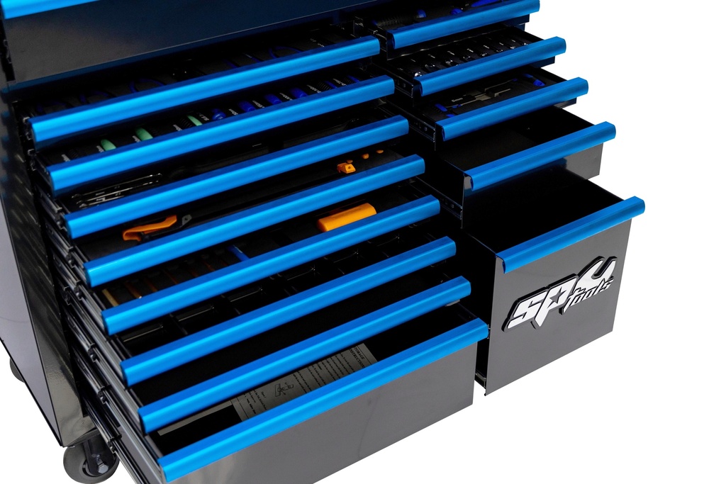 ROLLER CAB AND TOPBOX BLACK/BLUE 19 DRAWER CUSTOM SUMO