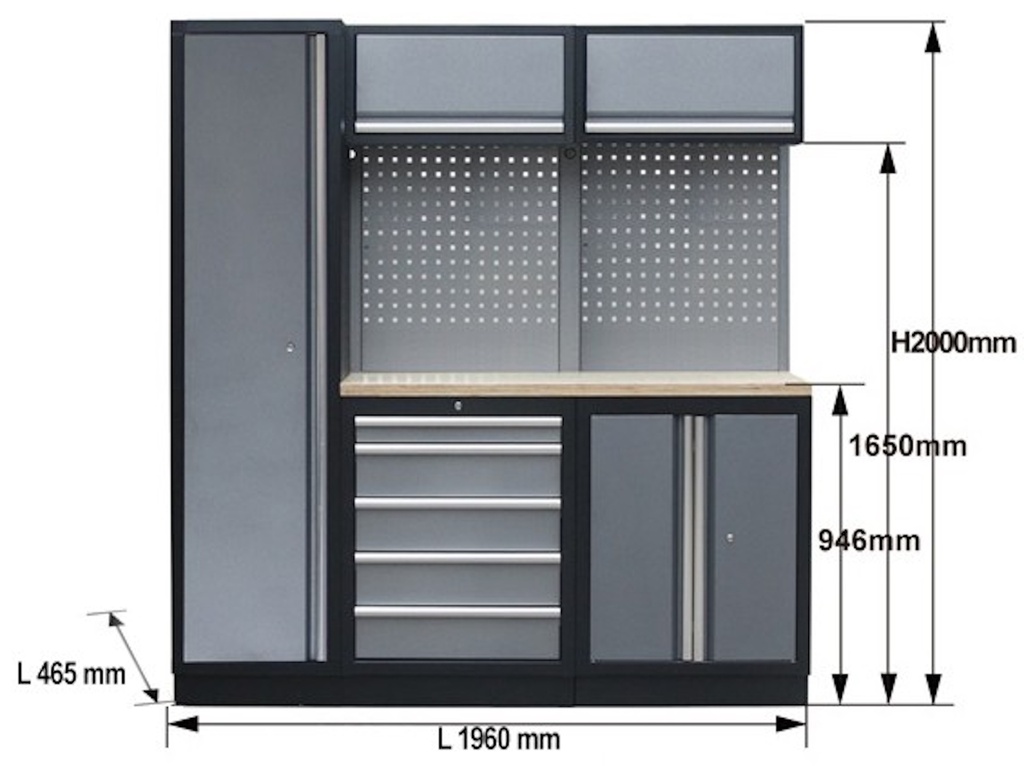 PROFESSIONAL GARAGE SERIES W/2 BACKING PANEL AND TALL CABINET