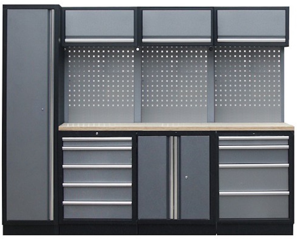PROFESSIONAL GARAGE SERIES W/3 BACKING PANEL AND TALL CABINET