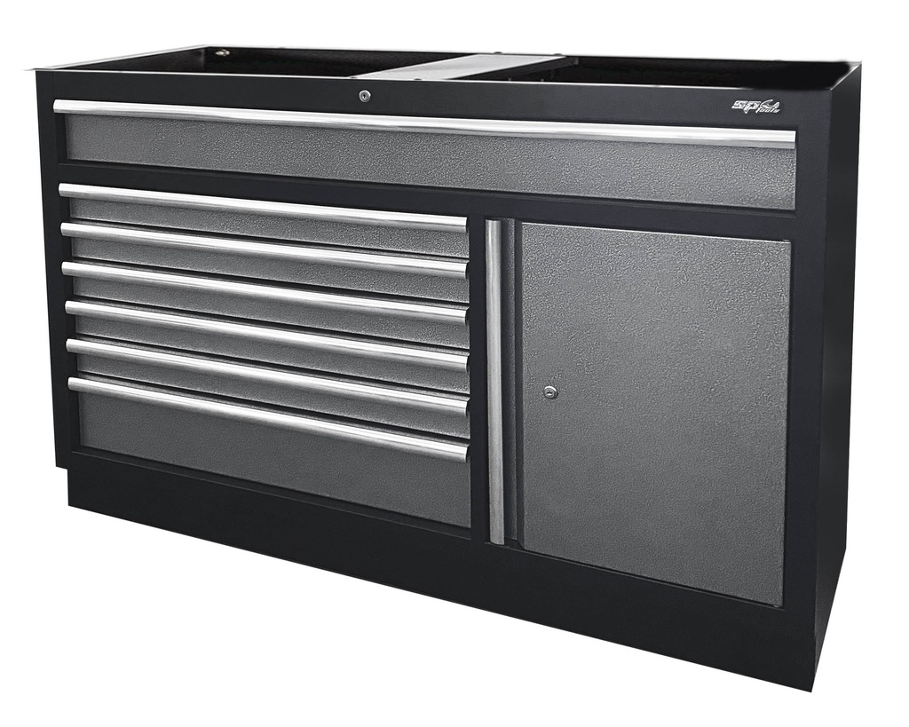 CABINET BLACK/GREY WIDE WITH DRAWERS & DOOR