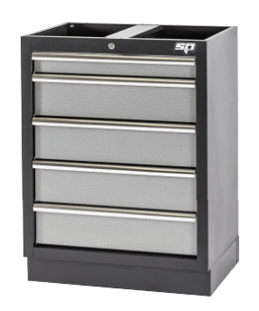 CABINET BLACK/GREY 5 DRAWER WITH SOFTCLOSE