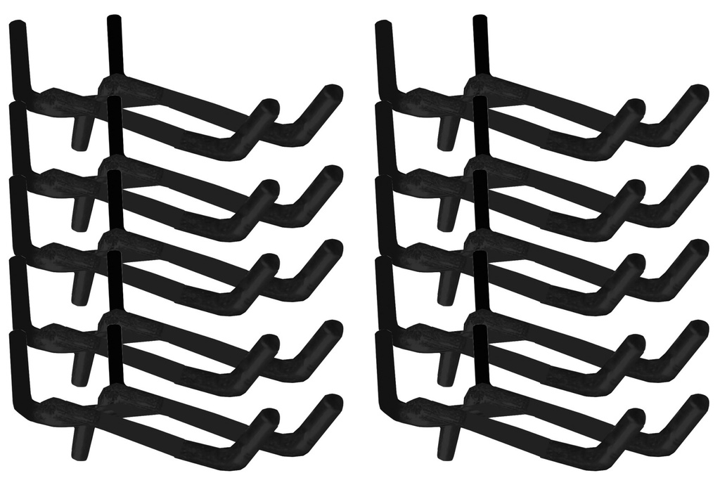 10 x DOUBLE HOOK (60MM) FOR BACKWALL OF USA WORKSHOP