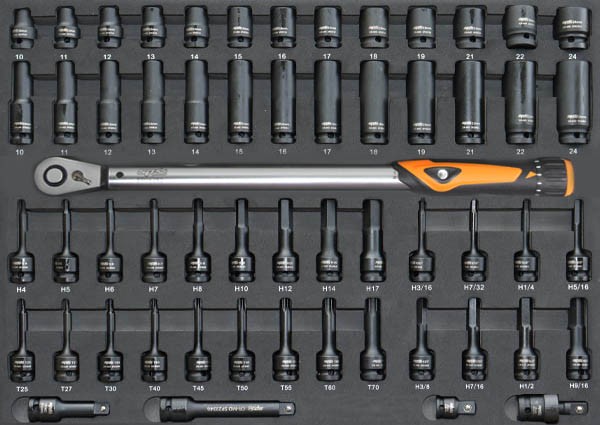 EVA FOAM INLAY 1/2" IMPACT SOCKET/TORQUE WRENCH SET 57PCS