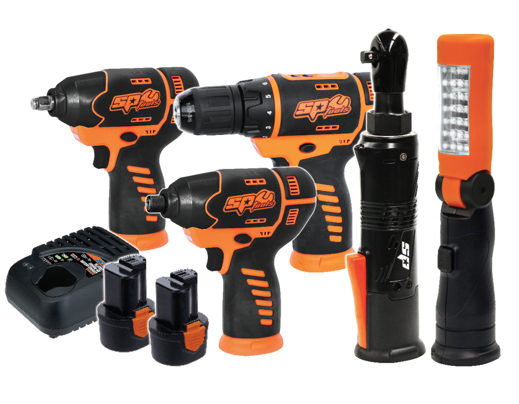 CORDLESS 12V COMBO KIT 3/8" IMPACT WRENCH, RATCHET, DRILL, IMPACT DRIVER, TORCH