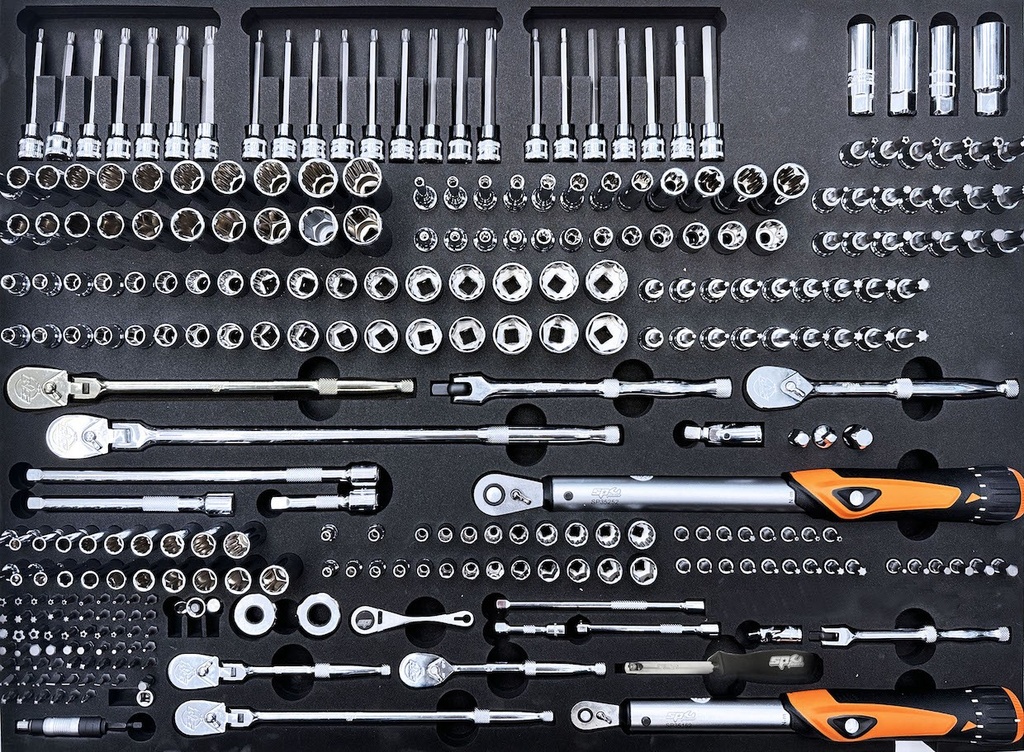 EVA FOAM USA SERIES 1/4" & 3/8" SOCKETS & RATCHETS 308PCS