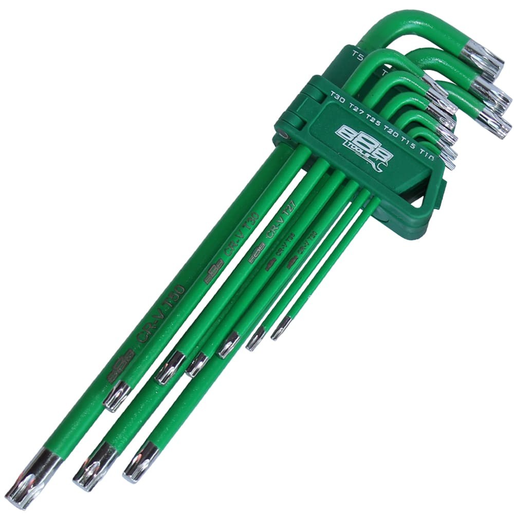 T8 KEY SET 9PC TORX HEX (GREEN)
