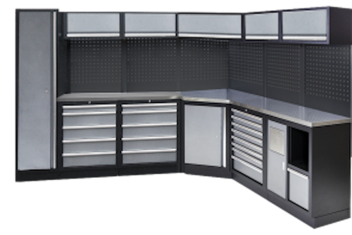 [SP00409B-S] EXTENDED CORNER UNIT WORKSHOP SERIES WITH STAINLESS STEEL WORKTOP