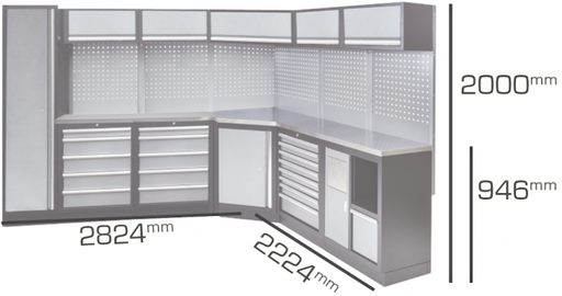 [SP00409-S] EXTENDED WORKSHOP SERIES CORNER UNIT STAINLESS TOP