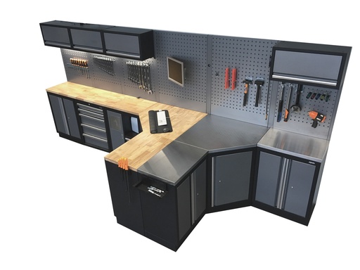 [SP00430] WORKSHOP SYSTEM DOUBLE CORNER UNIT TIMBER TOP