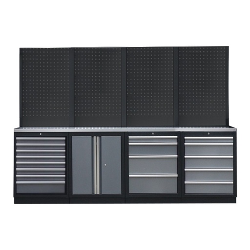 [SP00437B-S] PROFESSIONAL GARAGE WALL SYSTEM 4 BACK PANELS WITH STAINLESS STEEL WORKTOP