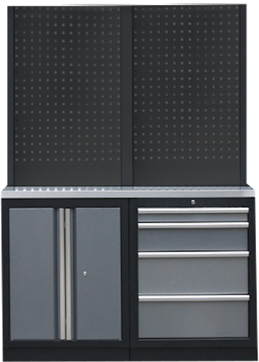[SP00438B-S] PROFESSIONAL GARAGE WALL SYSTEM 2 BACK PANELS WITH STAINLESS STEEL WORKTOP