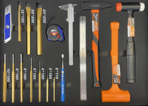 [SP00503] EVA FOAM INLAY PUNCH-CHISEL SET AND HAMMERS 19 PCS