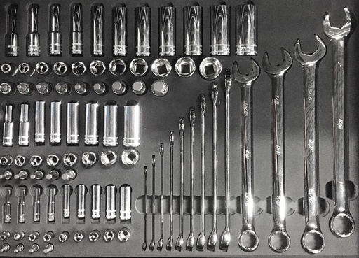 [SP00566] EVA FOAM INLAY SAE SOCKETS & SPANNERS(INCH) 88PCS