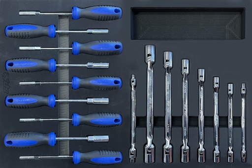 [SP00661] EVA FOAM INLAY SOCKET SCREWDRIVERS & HINGED SOCKET WRENCH 17 PCS
