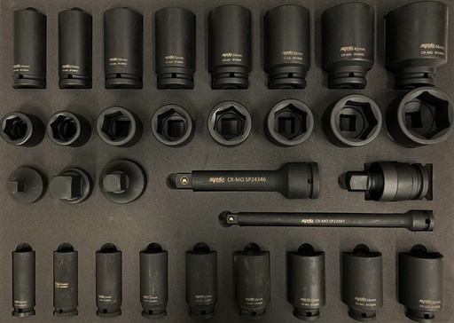 [SP00664] EVA FOAM INLAY IMPACT SOCKETS 1/2"& 3/4" SOCKETS 31PCS